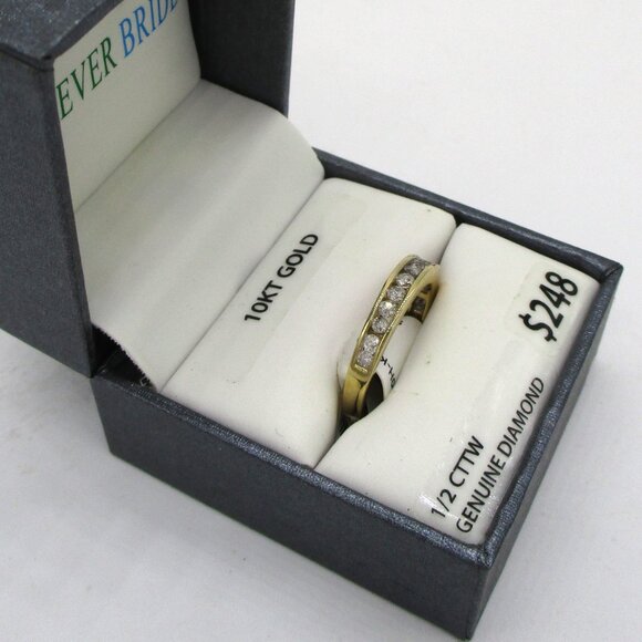 FOREVER BRIDE 10 KT Gold Diamond Anniversary Band SZ 7 - Picture 2 of 6